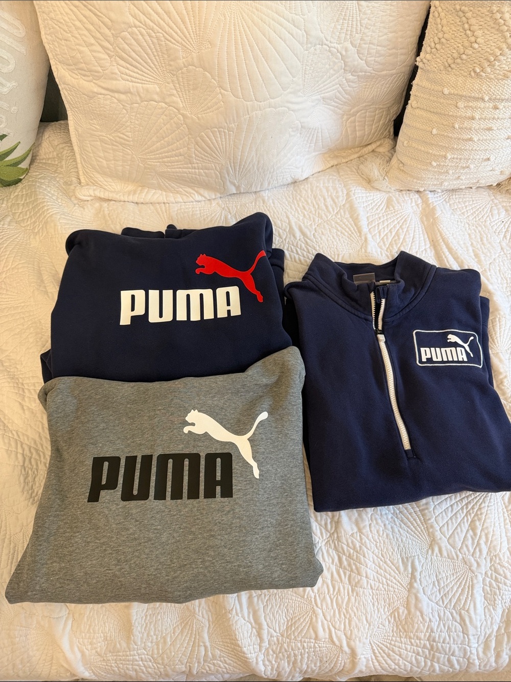 Puma Men's Navy and Gray Logo Sweatshirt Bundle